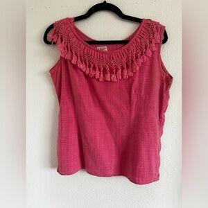 Pink Sleeveless Top with Tassel Detail